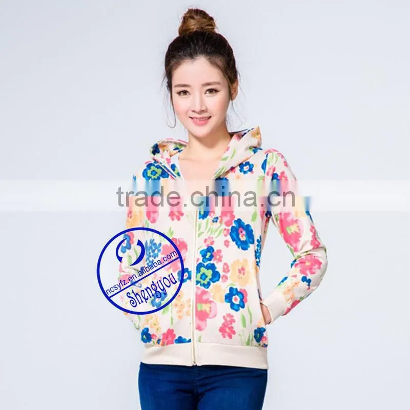 custom women full printed zipper-up hoodies sweatshirts