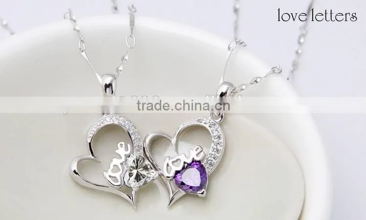 Lovely Heart Shaped Sterling Silver Pendants Micro Pave Set CZ Diamonds