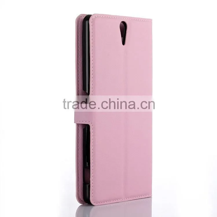 Luxury Mobile Phone PU Leather Flip Cover Case For Sony C5 Leather Case