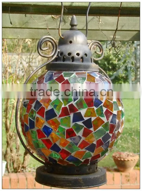 glass mosaic lantern lamp for candle