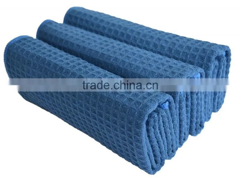 Sinland Microfiber Waffle Weave Kitchen Towels Dish Cloth 16inch X 24inch Navy Blue