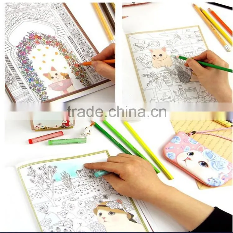Fashion wholesale secret garden series jetoy cat coloring books for adult