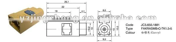 SMB female connector for cable RG174, FAKRA