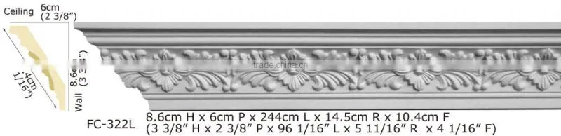 2015 High Quality Good price beautiful luxury Decorative pu Carving Cornice Mouldings