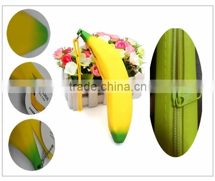 New styleBanana shaped silicone pencil case/cute cheap pencil cases/silicone rubber pencil case