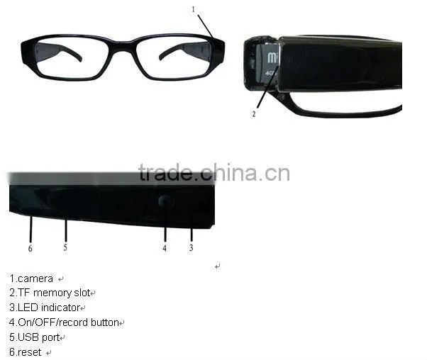 5 mega pixels CMOS camera HD 720P hd camera glasses