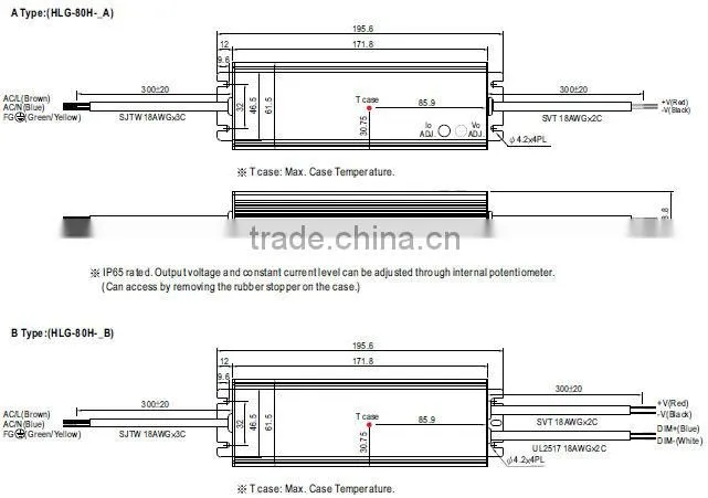 Meanwell led lamp driver 80W Switching Power Supply led waterproof driver led driver pwm