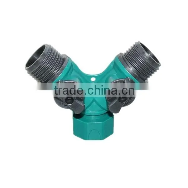 Plastic Colourful 2-Way Hose Splitter With Shut-off