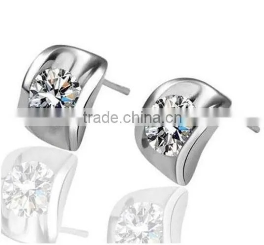 zircon gold stud cz earrings