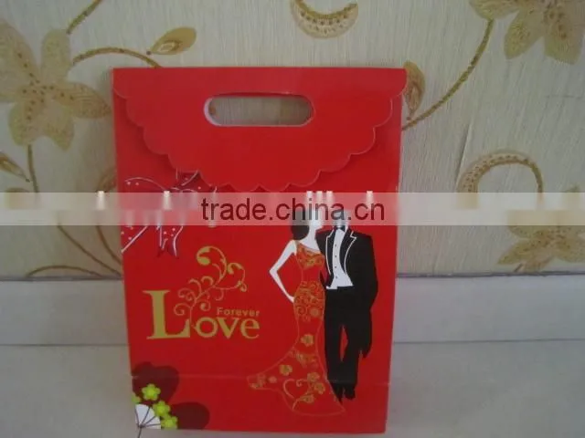 Red color printing paper bags Paper bags for packing nourishment red paper bag