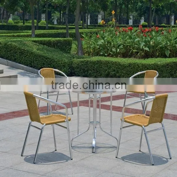 outdoor handmade rattan leisure aluminum coffee table chairs set YC028 YT40B