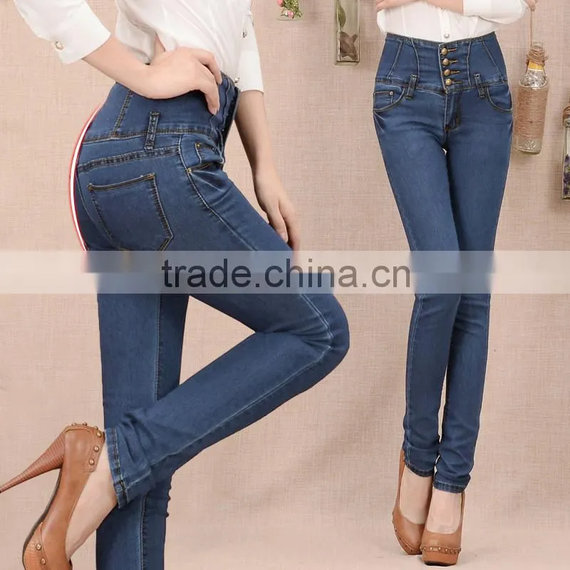 Hot-selling elegant autumn high quality garment factory denim trousers