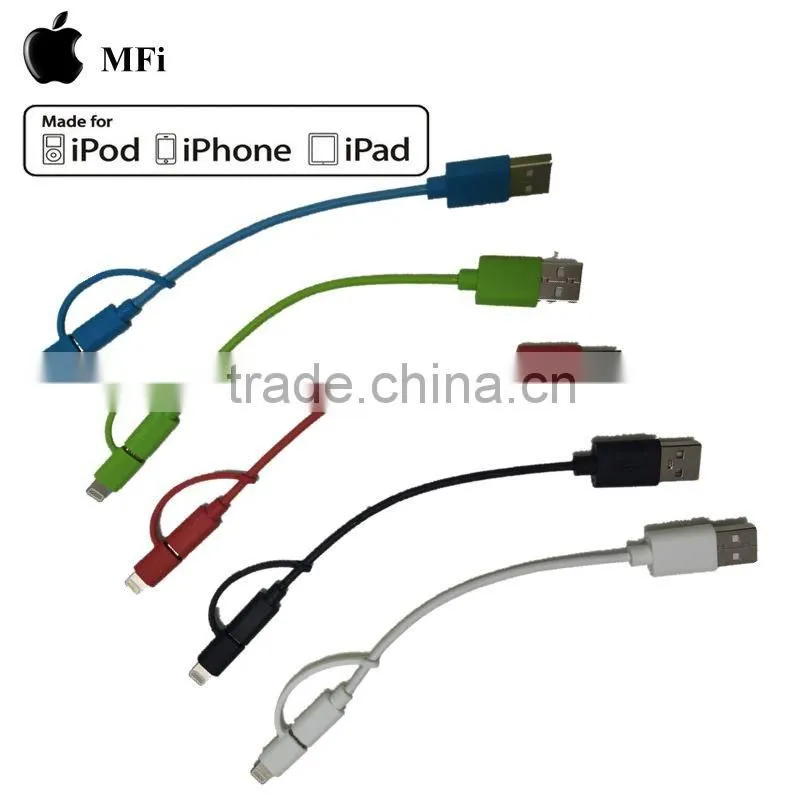 Mobile phone MFi Certified 2 in 1 usb charger cable