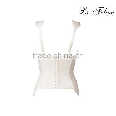 fancy white elastic and embroidered lace wears outside underwired corset