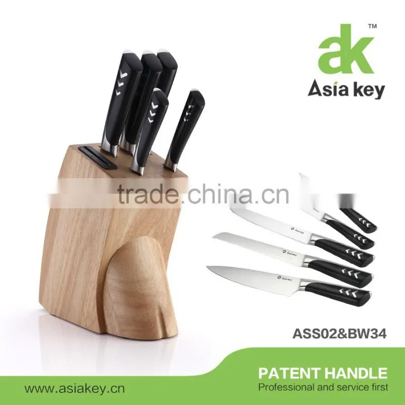ABS+S/S 430 handle,high class knife set, wooden block with sharpener