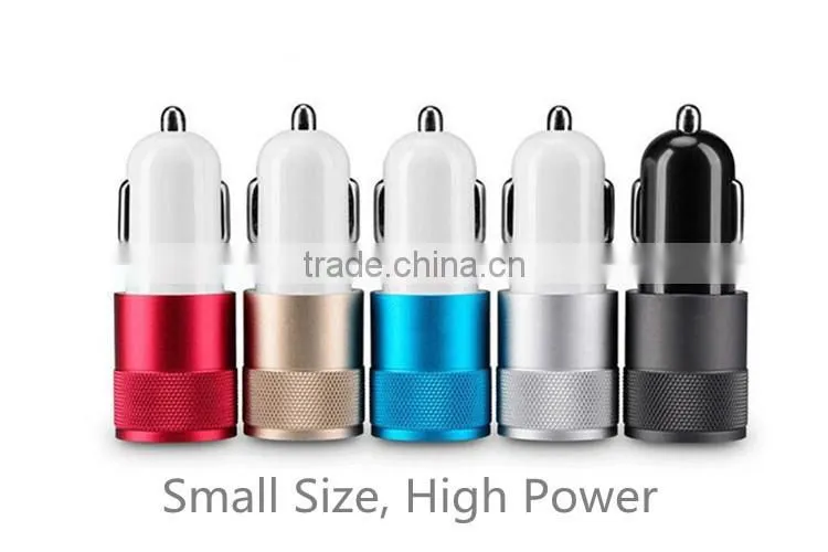 High quality promotional wholesale 2.1A metal mini dual port car charger