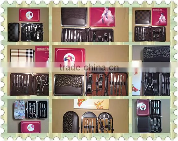 MRT-022 11pcs PU bag with colored box stainless steel kids manicure pedicure set
