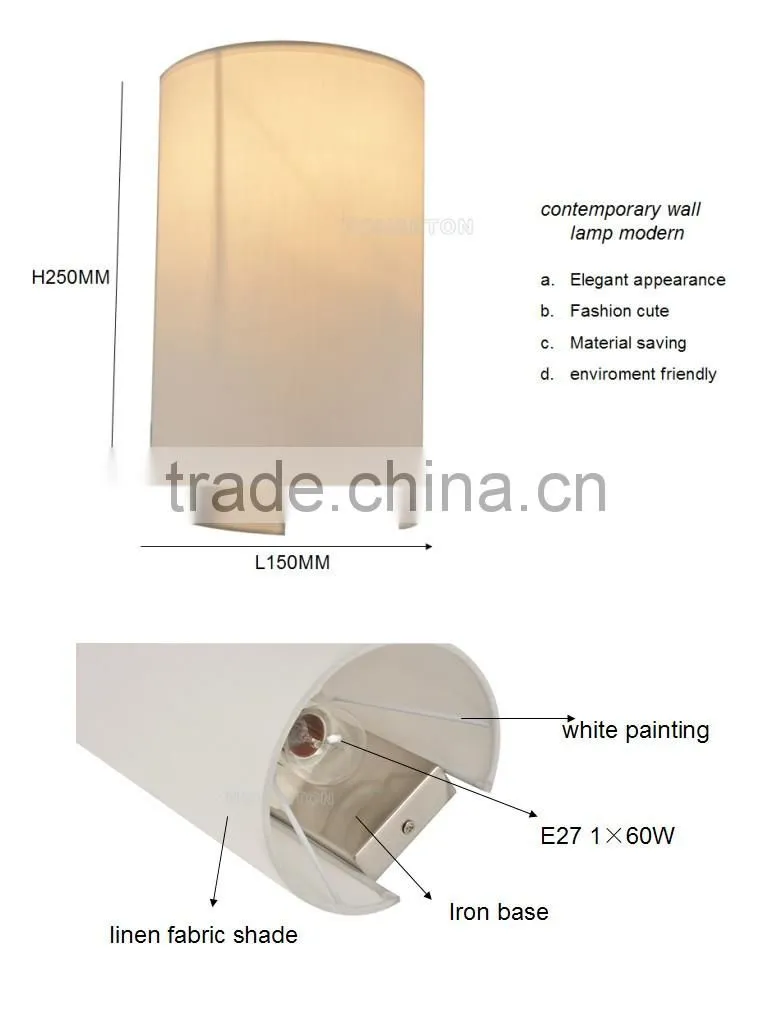 Contemporary fabric CE wall lamp modern,Fabric CE wall lamp,Wall lamp W1032