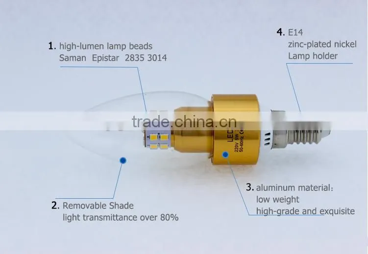 Hot e14 SMD2835 4w led candle lamp led corn light