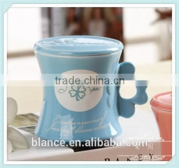 ceramic four-leaved clover mug leaf design handle