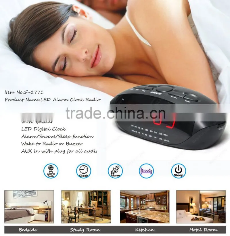 Built-in speaker 0.9 inch Led clock radio kitchen clock radio with LED clock radio