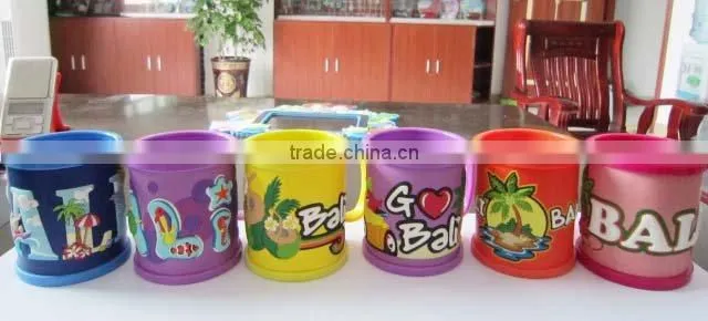 eco-friendly 3d soft pvc animal mugs for souvenir