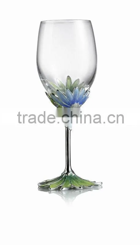 RORO March in Paris daisy enamel crystal glass red wine glass