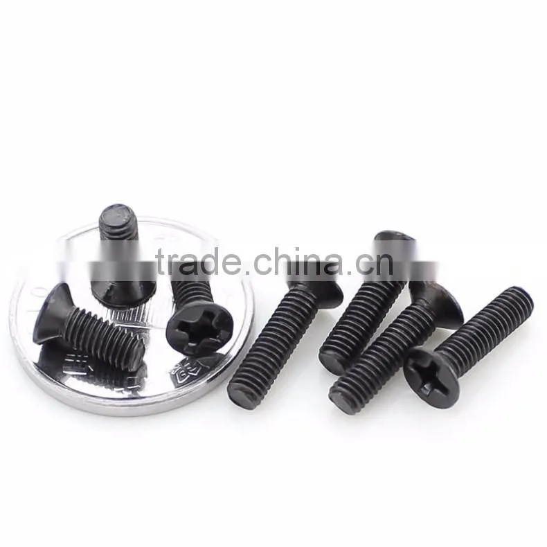 Carbon-steel black kilvery cross recessed plated flat head machine screw