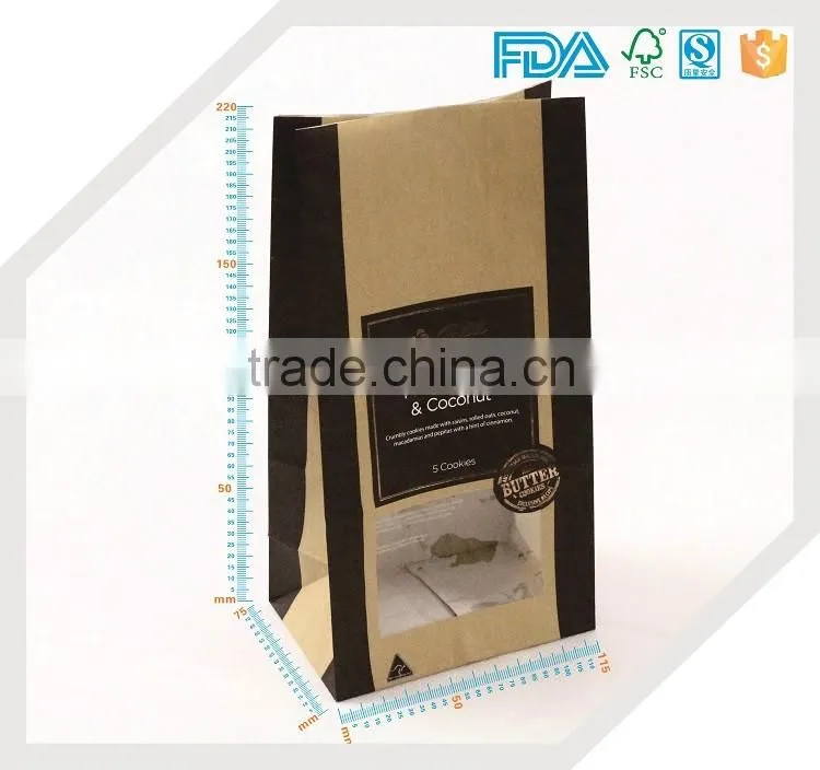 Standard FDA custom printing gold stamping logo side gusset kraft paper bag