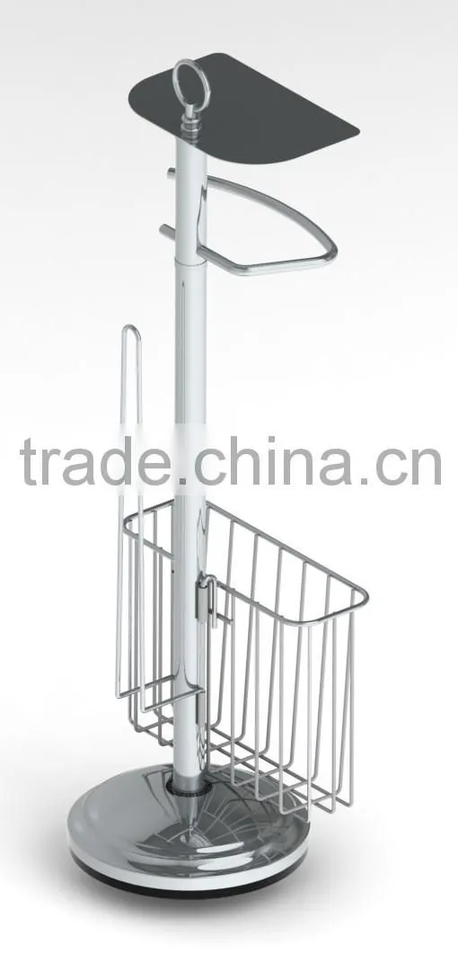 Tension pole caddy and toilet paper holder
