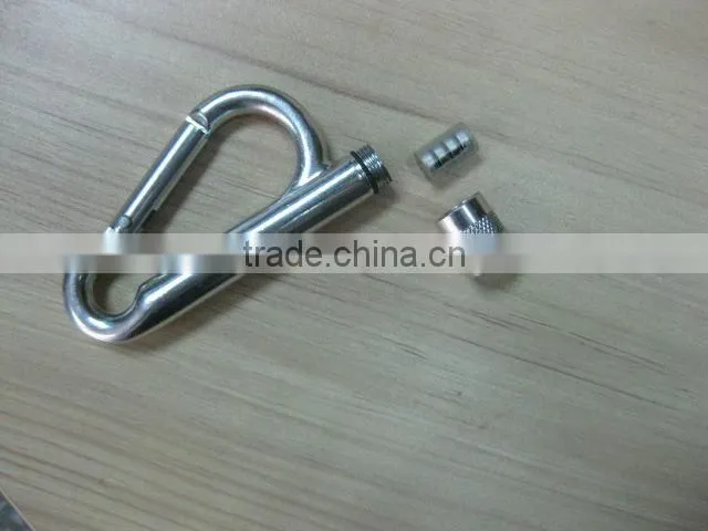 aluminium led flashlight with carabiner and compass
