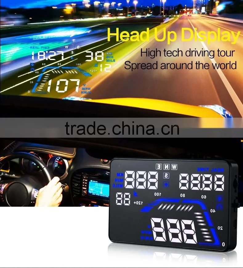 Q7 HUD 5.5 inch Car GPS Head Up Display Windscreen Projector Vehicle Speed Warning Fuel Consumption Car Driving Data Diagnosis