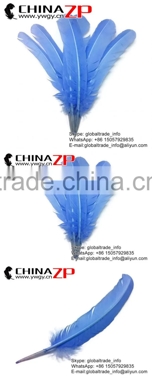CHINAZP Crafts Wholesale Best Selling Dyed Sky Blue Solid Color Turkey Feathers