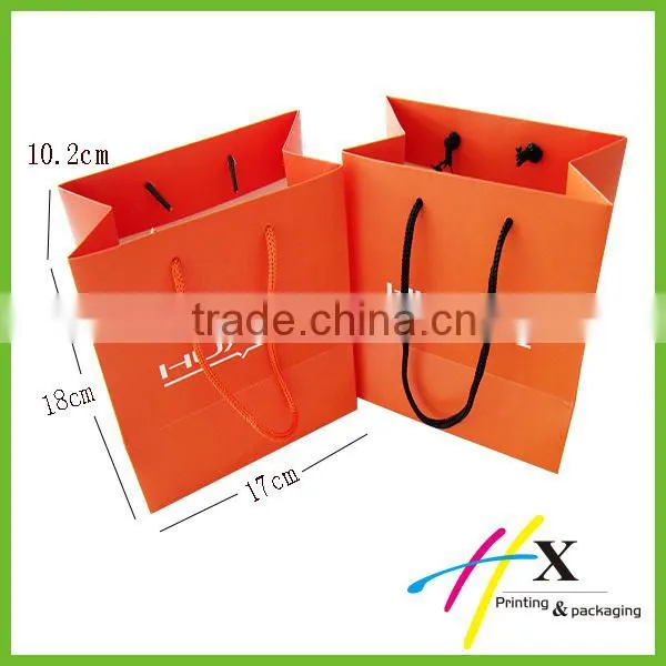 Orange Fancy Paper Gift Bag with Drawstring
