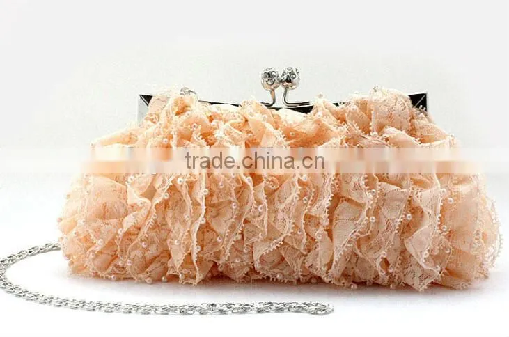 2014 wholesale Elegant Fashion party bag black lace evening bags