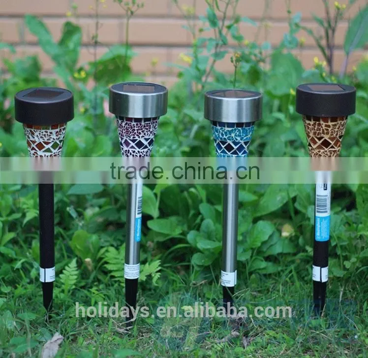 H40cm Mosaic Border Stainless Steel Solar Garden Light Garden for Decoration Christmas Gift