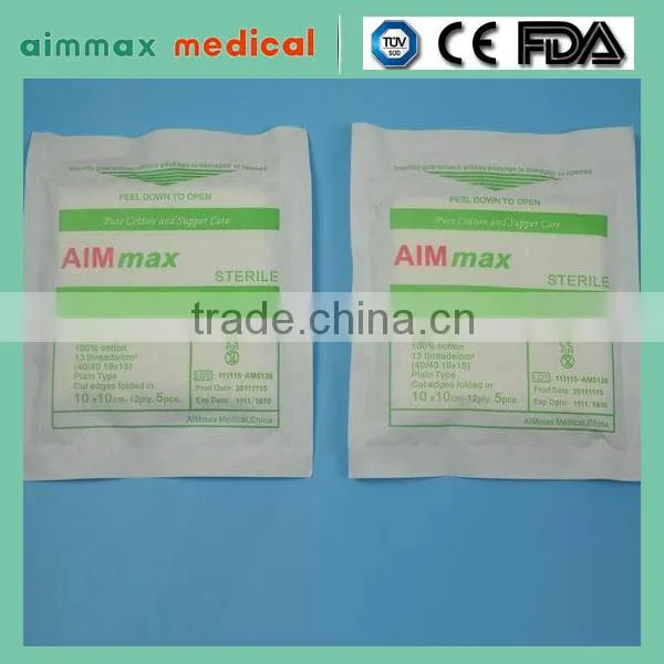 4 ply Medical gauze swabs pads in wound dressing 7.5x7.5cm