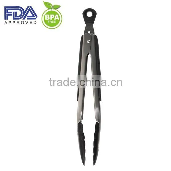 11 Inch Novelty Silicone Locking Kitchen Tong With Stainless Steel Handle