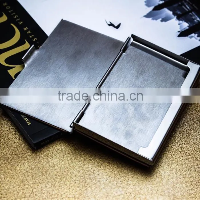 Brown anti RFID credit PU leather card case also for name card with embossing LOGO