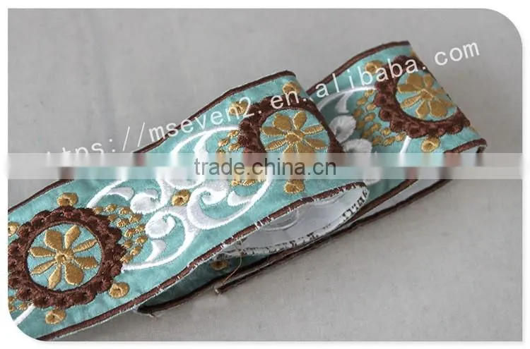New arrival 6cm width gorgeous ethnic lace trim embroidery for garment