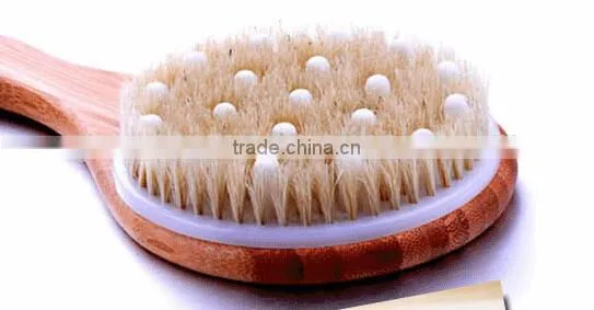 Natural Bristle Bath and Shower Brush with Long Bamboo Handle