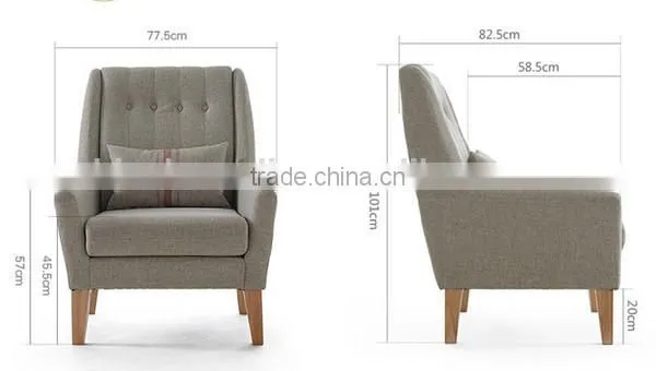 SFA00045 Antique wood frame fabric sofa single seat couches meeting room sofa