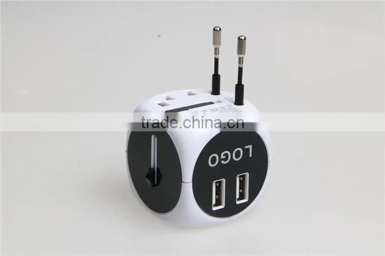 Newest Travel Adapter Universal Plug to American Power Adapter With double USB port 250V 2500Ma Universal Travel