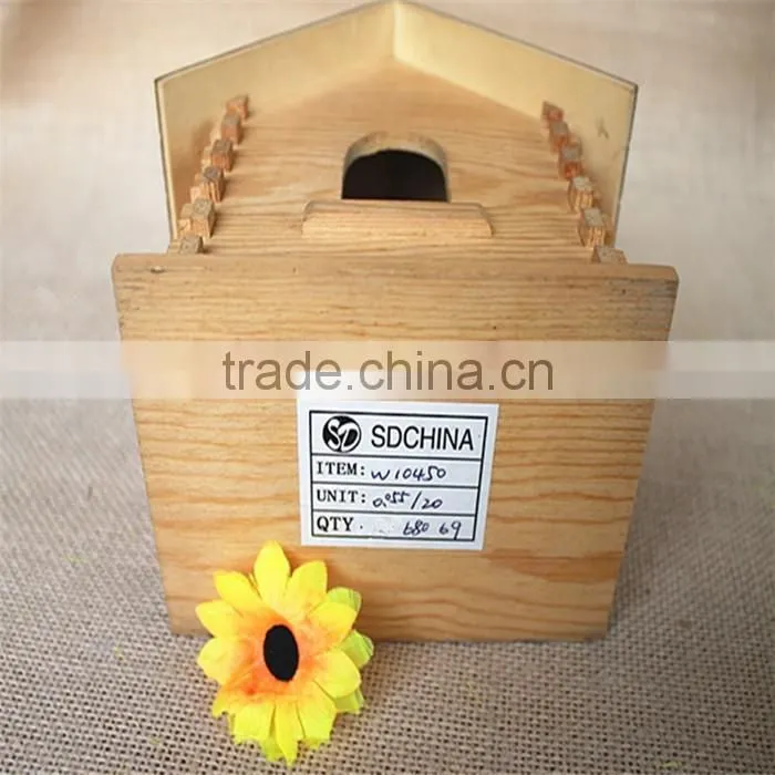 Cheap wood cutting toys wood toy indoor bird houses with fixed round wooden window