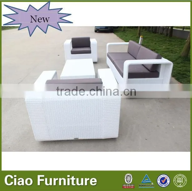 A- Rattan furniture patio white sofa set