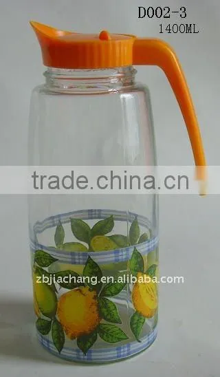 1400ml glass beverage jar with plastic lid D002-3