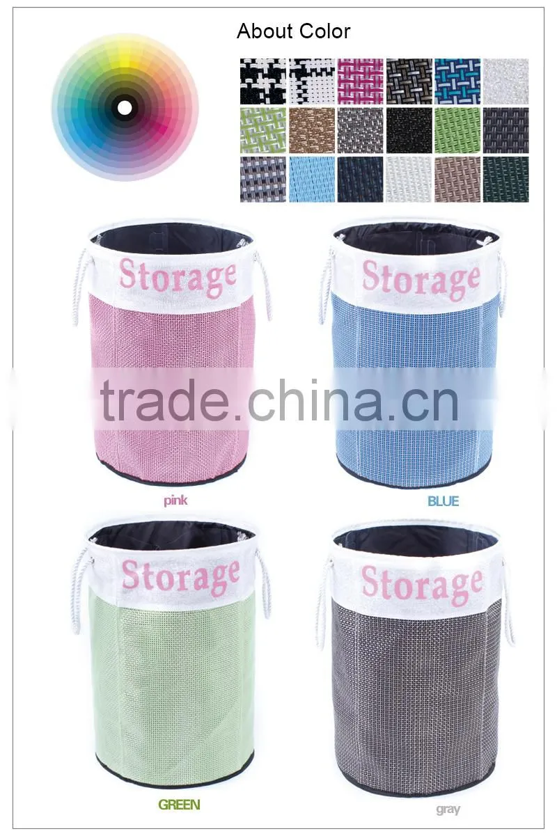 Foldable and collapsible laundry basket with strong rope handles with English printing
