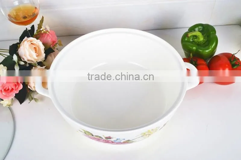 10" porcelain microwave pot with glas lid