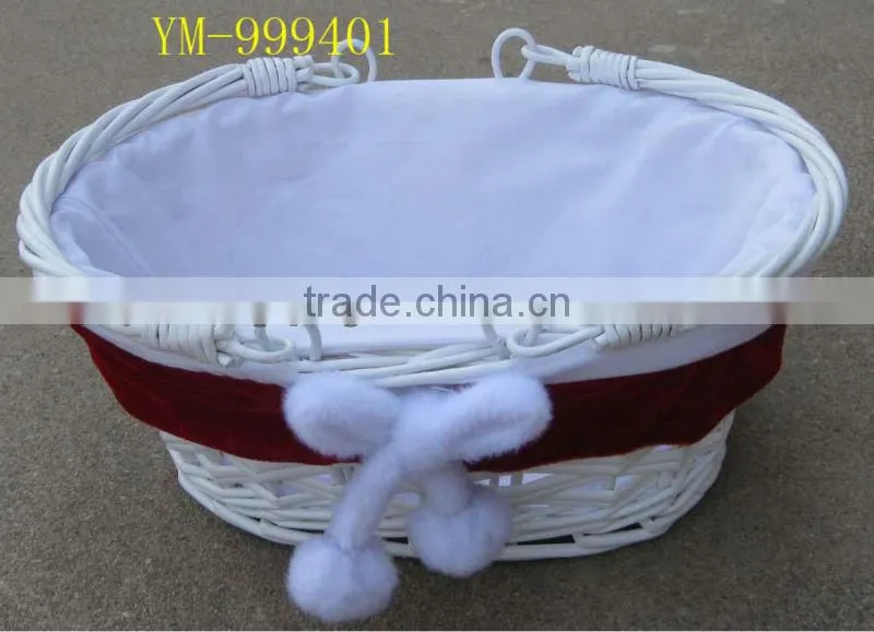 White Wicker Santa Basket for Christmas