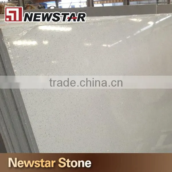 Polished mirror fleck crystal white quartz tiles